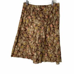 J Jill Floral A Line Skirt Multi Color Lined M